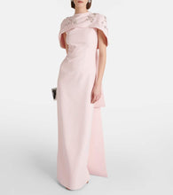 Safiyaa Embellished caped crêpe gown