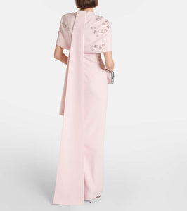 Safiyaa Embellished caped crêpe gown