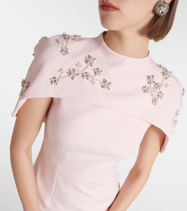 Safiyaa Embellished caped crêpe gown