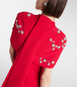 Safiyaa Embroidered caped crêpe gown