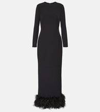 Safiyaa Feather-trimmed crêpe gown