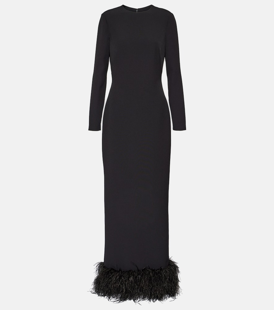 Safiyaa Feather-trimmed  gown. 萨菲亚羽毛镶边礼服