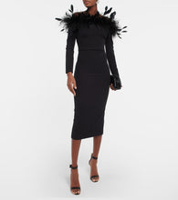 Safiyaa Feather-trimmed midi dress