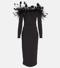 Safiyaa Feather-trimmed midi dress. Safiyaa 羽毛饰边中长连衣裙