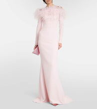 Safiyaa Feather-trimmed off-shoulder gown