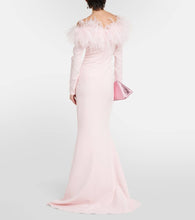 Safiyaa Feather-trimmed off-shoulder gown