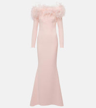 Safiyaa Feather-trimmed off-shoulder gown