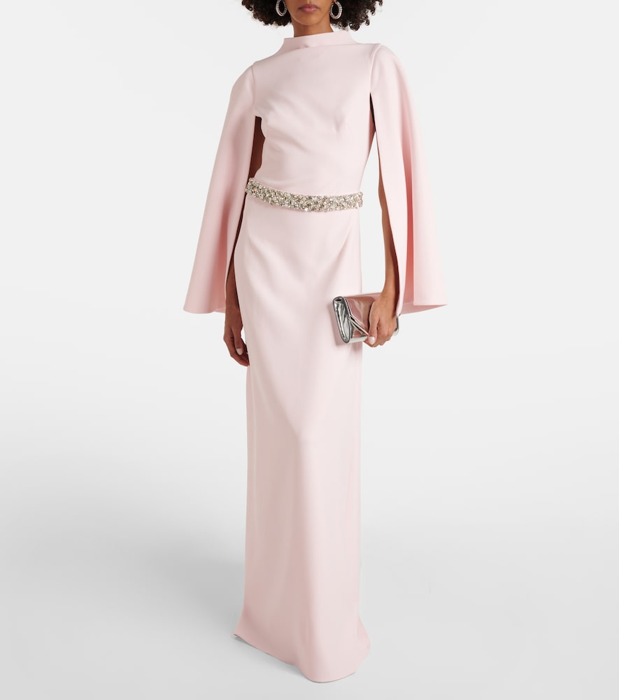Safiyaa Harper embellished caped gown