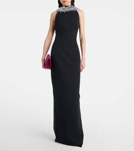 Safiyaa Holli embellished cr√É¬™pe and satin gown
