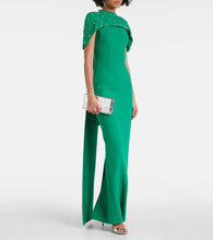 Safiyaa Kalika embellished caped crêpe gown