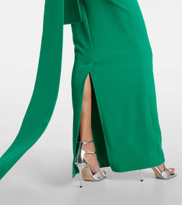 Safiyaa Kalika embellished caped crêpe gown
