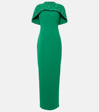 Safiyaa Kalika embellished caped crêpe gown