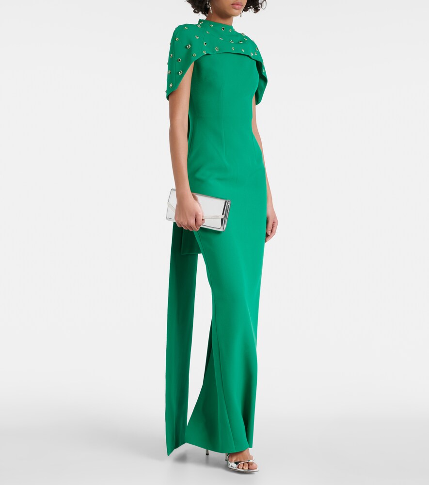 Safiyaa Kalika embellished caped  gown