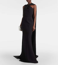 Safiyaa Lilien caped crepe gown