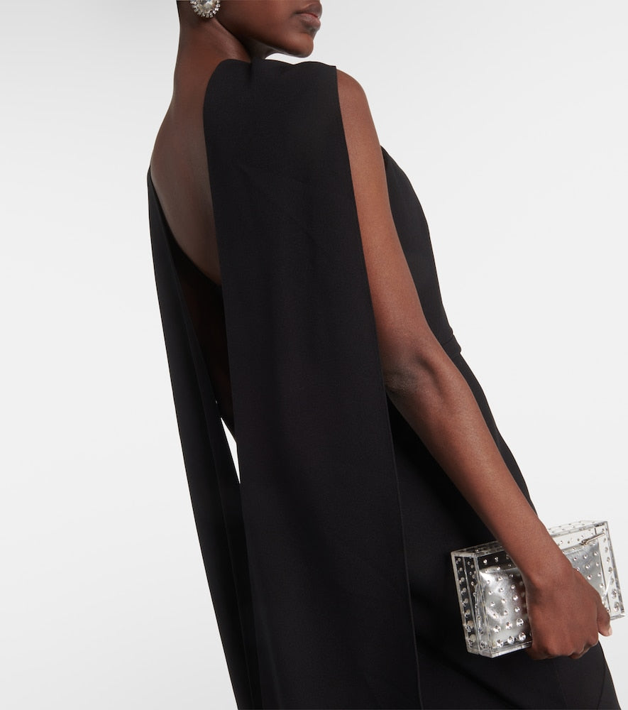 Safiyaa Lilien caped crepe gown