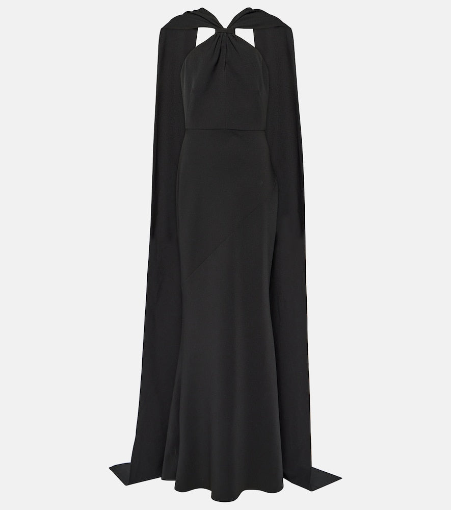 Safiyaa Lilien caped crepe gown. Safiyaa Lilien 斗篷绉纱礼服
