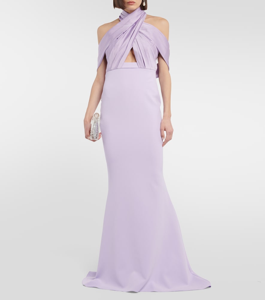 Safiyaa Louella  and satin halterneck gown