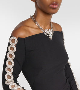 Safiyaa Maimie crystal-embellished crêpe gown