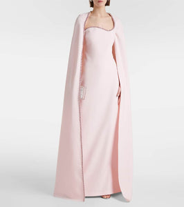 Safiyaa Mattia caped embellished crêpe gown