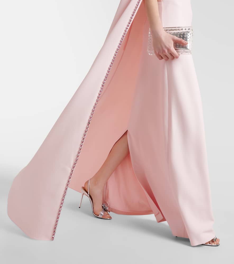Safiyaa Mattia caped embellished crêpe gown