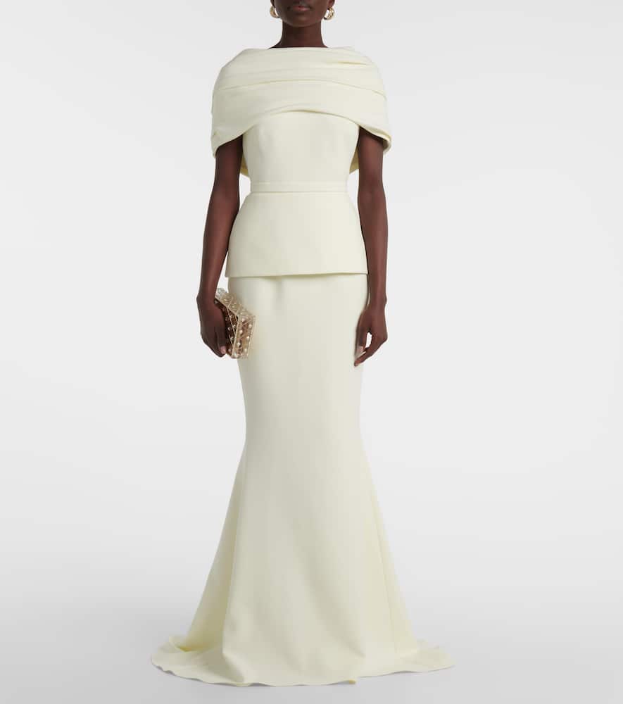 Safiyaa Pleated caped cr√É¬™pe gown
