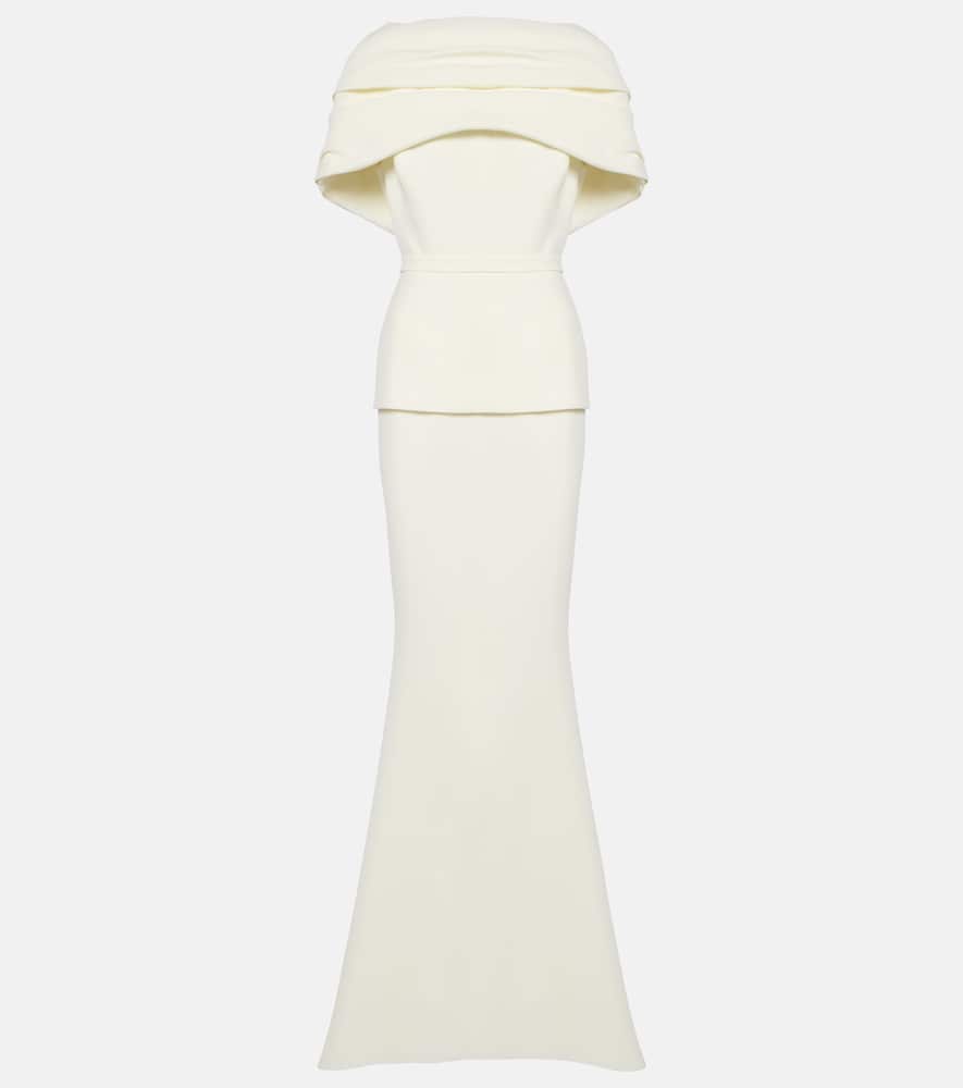 Safiyaa Pleated caped cr√É¬™pe gown