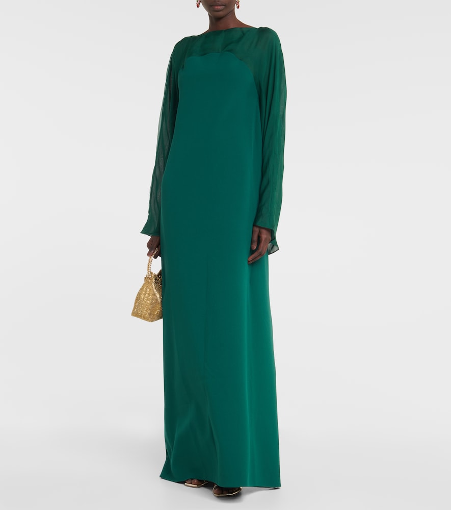 Safiyaa Silk-trimmed kaftan