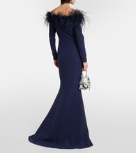 Safiyaa Starlana feather-trimmed off-shoulder gown