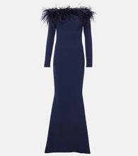 Safiyaa Starlana feather-trimmed off-shoulder gown