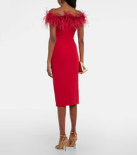 Safiyaa Starling feather-trimmed midi dress