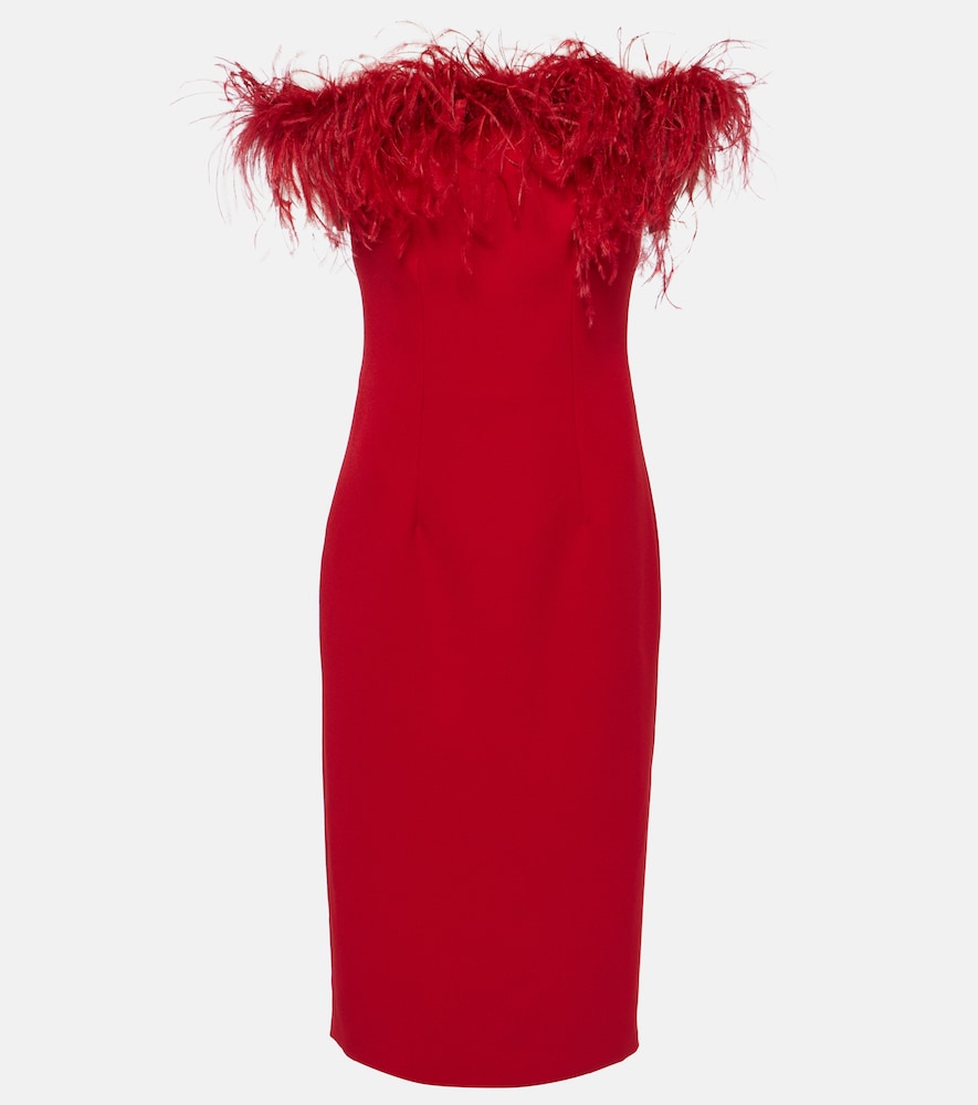 Safiyaa Starling feather-trimmed midi dress. Safiyaa Starling 羽毛饰边中长连衣裙