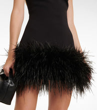 Safiyaa Strapless feather-trimmed minidress