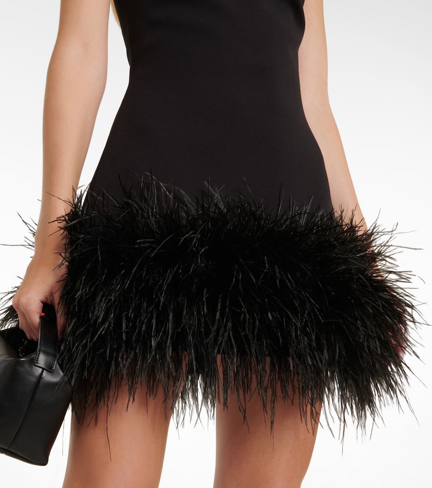 Safiyaa Strapless feather-trimmed minidress