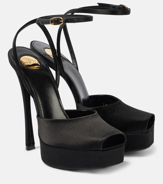 Saint Laurent 135 satin cr√É¬™pe platform sandals