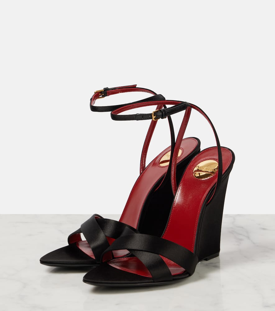 Saint Laurent Bibi 110 cr√É¬™pe satin wedge sandals