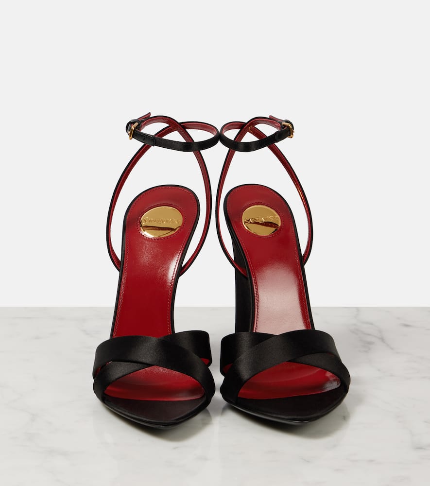 Saint Laurent Bibi 110 cr√É¬™pe satin wedge sandals