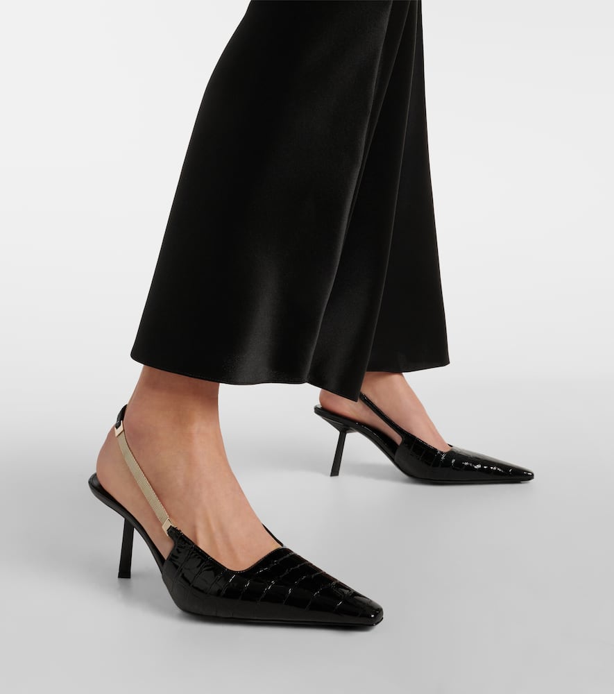 Saint Laurent Blake croc-effect leather slingback pumps