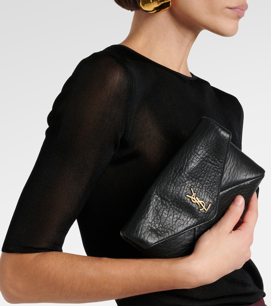 Saint Laurent Cassandre Small leather wallet on chain