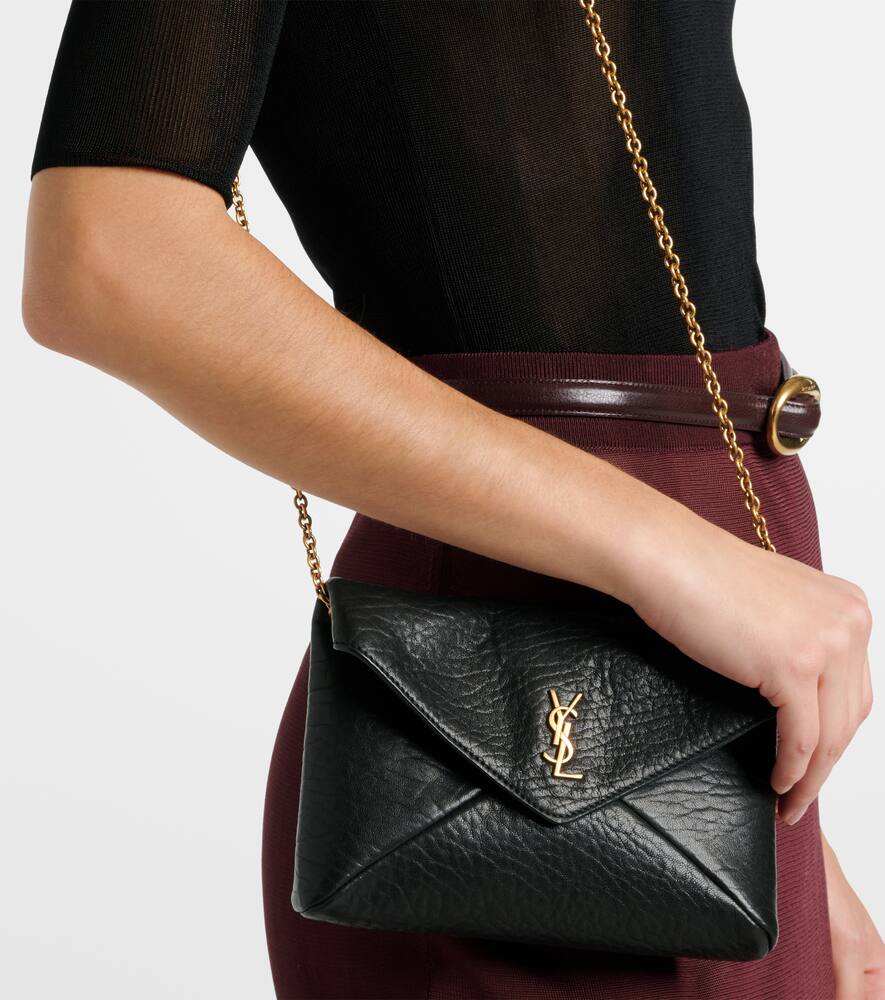 Saint Laurent Cassandre Small leather wallet on chain