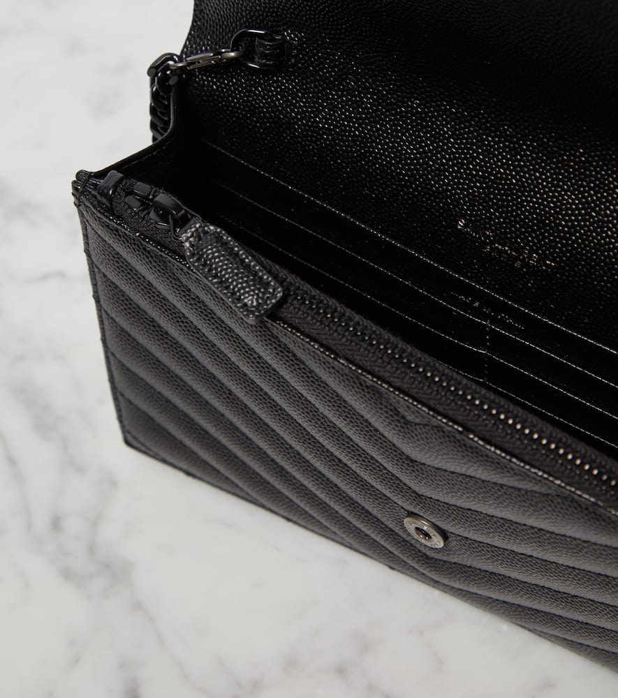 Saint Laurent Cassandre matelass√É¬© envelope leather wallet on chain