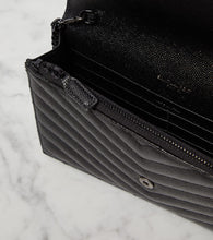 Saint Laurent Cassandre matelass√É¬© envelope leather wallet on chain