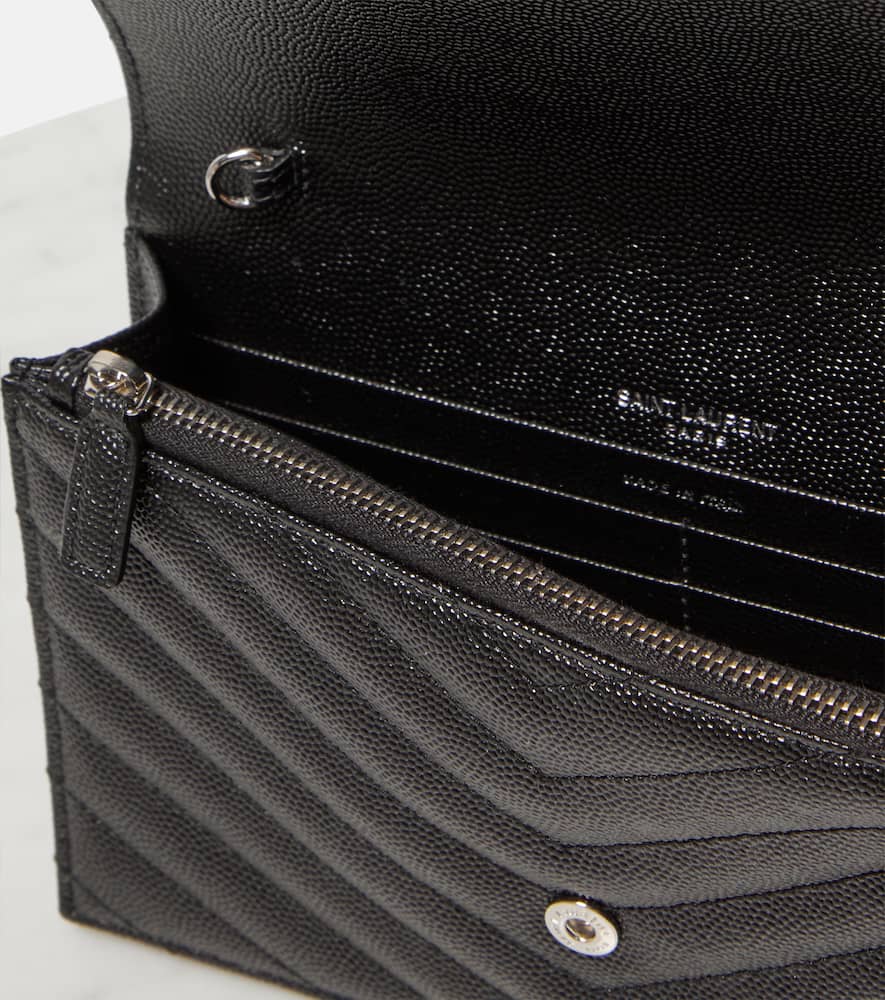 Saint Laurent Cassandre matelass√É¬© envelope leather wallet on chain