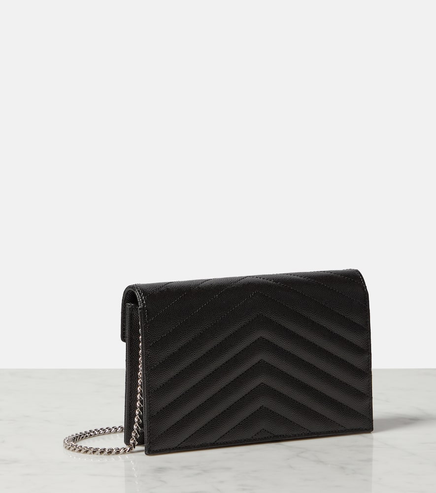 Saint Laurent Cassandre matelass√É¬© envelope leather wallet on chain
