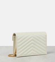 Saint Laurent Cassandre matelass√É¬© envelope leather wallet on chain