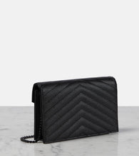 Saint Laurent Cassandre matelass√É¬© envelope leather wallet on chain