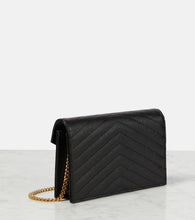 Saint Laurent Cassandre matelass√É¬© envelope leather wallet on chain