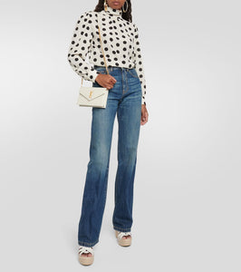 Saint Laurent Cassandre matelass√É¬© envelope leather wallet on chain