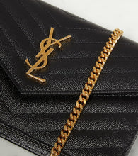 Saint Laurent Cassandre matelass√É¬© envelope leather wallet on chain