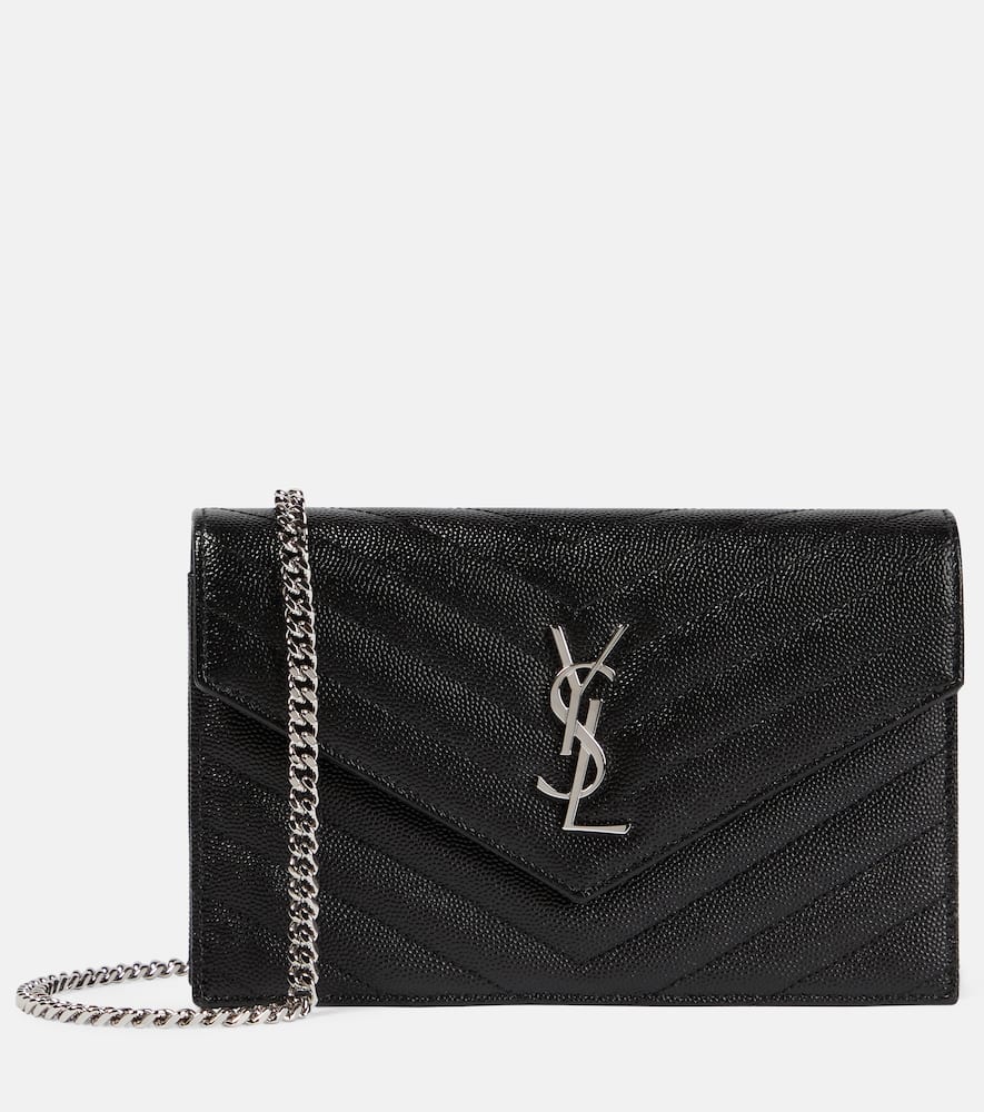 Saint Laurent Cassandre matelass√É¬© envelope leather wallet on chain - Saint Laurent Cassandre matelass√É�© 信封皮革链条钱包