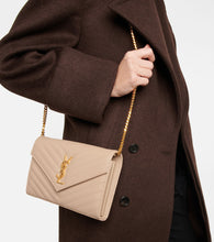 Saint Laurent Cassandre matelass√É¬© leather wallet on chain